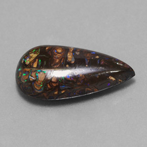 4.87 ct Multicolor Boulder Opal Stone, Natural Boulder Opal in Pear Cabochon Shape for Sale