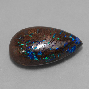 6.27 ct Multicolor Boulder Opal Stone, Natural Boulder Opal in Pear Cabochon Shape for Sale