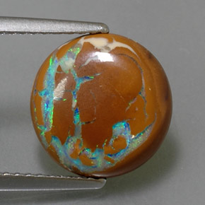 3.05 ct Multicolor Boulder Opal Gemstone, Boulder Opal Gem in Round Cabochon Shape for Sale.