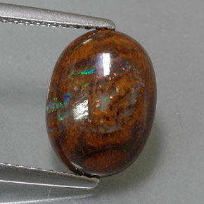 2.81 ct Multicolor Boulder Opal Gemstone, Boulder Opal Gem in Oval Cabochon Shape for Sale.