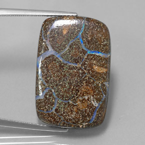 22.37 ct Multicolor Boulder Opal Gemstone, Boulder Opal Gem in Cushion Cabochon Shape for Sale.