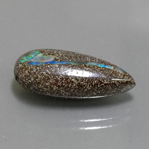 9.27 ct Multicolor Boulder Opal Stone, Natural Boulder Opal in Pear Cabochon Shape for Sale