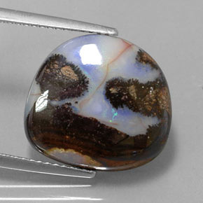 8.26 ct Multicolor Boulder Opal Gemstone, Boulder Opal Gem in Fancy Cabochon Shape for Sale.