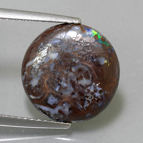 4.48 ct Multicolor Boulder Opal Gemstone, Boulder Opal Gem in Round Cabochon Shape for Sale.