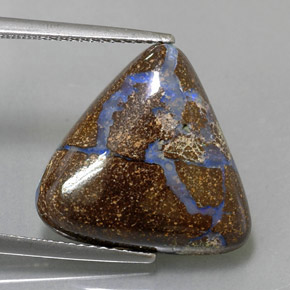 9.77 ct Multicolor Boulder Opal Gemstone, Boulder Opal Gem in Trillion Cabochon Shape for Sale.