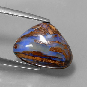 3.78 ct Multicolor Boulder Opal Gemstone, Boulder Opal Gem in Pear Cabochon Shape for Sale.