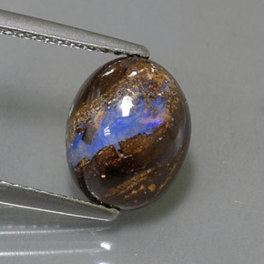 2.36 ct Multicolor Boulder Opal Gemstone, Boulder Opal Gem in Oval Cabochon Shape for Sale.