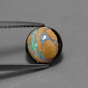 1.54 ct Multicolor Boulder Opal Gemstone, Boulder Opal Gem in Round Cabochon Shape for Sale.
