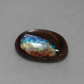 2.22 ct Multicolor Boulder Opal Stone, Natural Boulder Opal in Oval Cabochon Shape for Sale