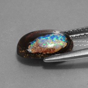Boulder Opal Gemstone in 10.5 x 7.1 mm Size for Sale, Boulder Opal Stone in Multicolor Color