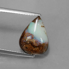 3.00 ct Multicolor Boulder Opal Gemstone, Boulder Opal Gem in Pear Cabochon Shape for Sale.