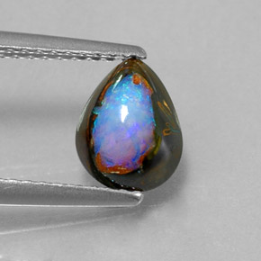 1.43 ct Multicolor Boulder Opal Gemstone, Boulder Opal Gem in Pear Cabochon Shape for Sale.