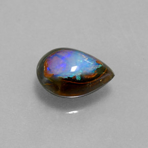 1.43 ct Multicolor Boulder Opal Stone, Natural Boulder Opal in Pear Cabochon Shape for Sale