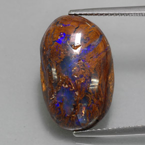 13.12 ct Multicolor Boulder Opal Gemstone, Boulder Opal Gem in Fancy Cabochon Shape for Sale.