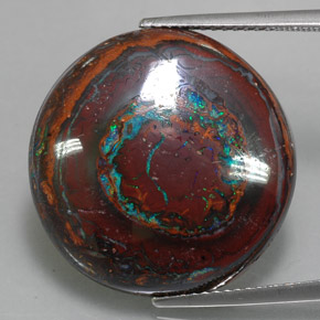 22.76 ct Multicolor Boulder Opal Gemstone, Boulder Opal Gem in Round Cabochon Shape for Sale.