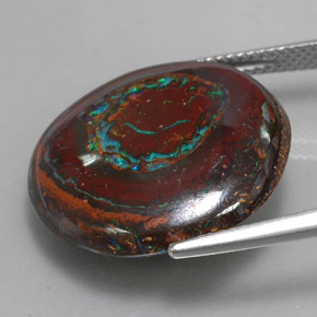 Boulder Opal Gemstone in 21.3 mm Size for Sale, Boulder Opal Stone in Multicolor Color
