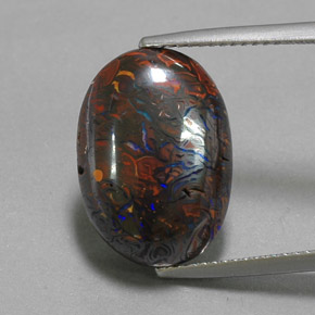 13.07 ct Multicolor Boulder Opal Gemstone, Boulder Opal Gem in Oval Cabochon Shape for Sale.