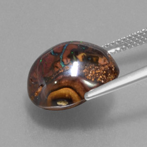 Boulder Opal Gemstone in 13.2 x 11.9 mm Size for Sale, Boulder Opal Stone in Multicolor Color