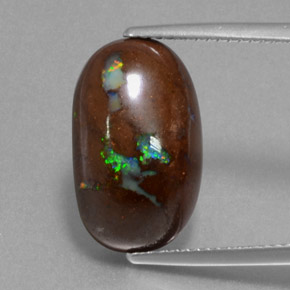 9.75 ct Multicolor Boulder Opal Gemstone, Boulder Opal Gem in Oval Cabochon Shape for Sale.