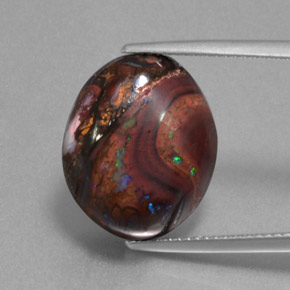13.62 ct Multicolor Boulder Opal Gemstone, Boulder Opal Gem in Fancy Cabochon Shape for Sale.