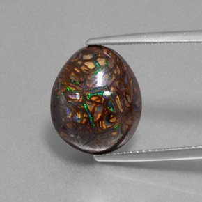 9.07 ct Multicolor Boulder Opal Gemstone, Boulder Opal Gem in Fancy Cabochon Shape for Sale.