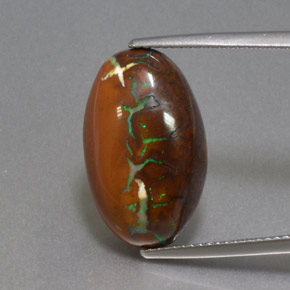10.87 ct Multicolor Boulder Opal Gemstone, Boulder Opal Gem in Oval Cabochon Shape for Sale.