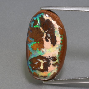 10.49 ct Multicolor Boulder Opal Gemstone, Boulder Opal Gem in Oval Cabochon Shape for Sale.