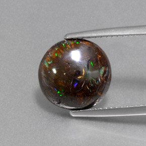 5.13 ct Multicolor Boulder Opal Gemstone, Boulder Opal Gem in Round Cabochon Shape for Sale.