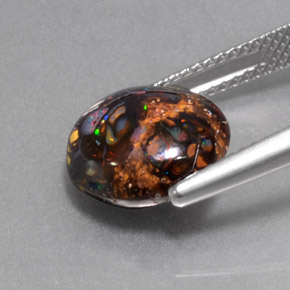 Boulder Opal Gemstone in 11 mm (calibrated) Size for Sale, Boulder Opal Stone in Multicolor Color