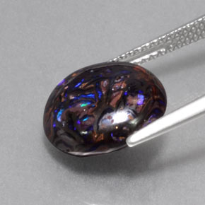 Boulder Opal Gemstone in 12 mm (calibrated) Size for Sale, Boulder Opal Stone in Multicolor Color