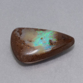 6.39 ct Multicolor Boulder Opal Stone, Natural Boulder Opal in Trillion Cabochon Shape for Sale