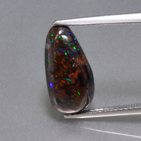 4.97 ct Multicolor Boulder Opal Gemstone, Boulder Opal Gem in Fancy Cabochon Shape for Sale.