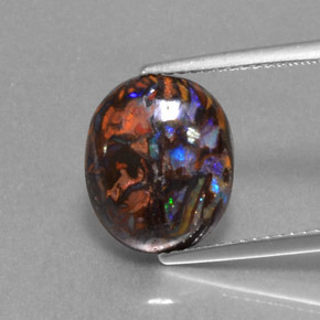 4.74 ct Multicolor Boulder Opal Gemstone, Boulder Opal Gem in Oval Cabochon Shape for Sale.