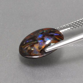 Boulder Opal Gemstone in 12 x 10 mm (calibrated) Size for Sale, Boulder Opal Stone in Multicolor Color