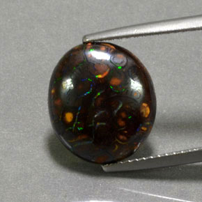 6.61 ct Multicolor Boulder Opal Gemstone, Boulder Opal Gem in Oval Cabochon Shape for Sale.