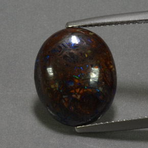 6.16 ct Multicolor Boulder Opal Gemstone, Boulder Opal Gem in Oval Cabochon Shape for Sale.
