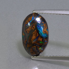 2.68 ct Multicolor Boulder Opal Gemstone, Boulder Opal Gem in Oval Cabochon Shape for Sale.