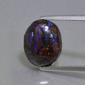 2.96 ct Multicolor Boulder Opal Gemstone, Boulder Opal Gem in Oval Cabochon Shape for Sale.