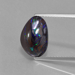 3.56 ct Multicolor Boulder Opal Gemstone, Boulder Opal Gem in Fancy Cabochon Shape for Sale.