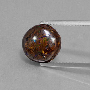 4.42 ct Multicolor Boulder Opal Gemstone, Boulder Opal Gem in Round Cabochon Shape for Sale.
