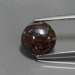 4.13 ct Multicolor Boulder Opal Gemstone, Boulder Opal Gem in Round Cabochon Shape for Sale.
