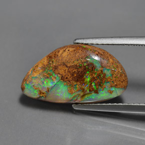 4.85 ct Multicolor Boulder Opal Gemstone, Boulder Opal Gem in Fancy Cabochon Shape for Sale.