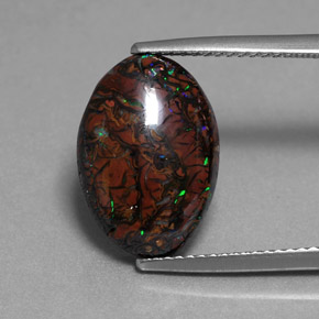 7.00 ct Multicolor Boulder Opal Gemstone, Boulder Opal Gem in Oval Cabochon Shape for Sale.