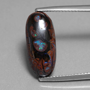7.03 ct Multicolor Boulder Opal Gemstone, Boulder Opal Gem in Oval Cabochon Shape for Sale.