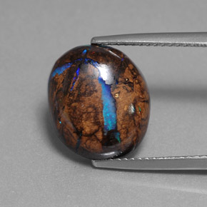 7.80 ct Multicolor Boulder Opal Gemstone, Boulder Opal Gem in Oval Cabochon Shape for Sale.