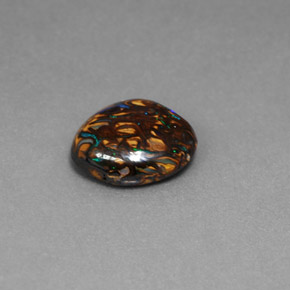 3.41 ct Multicolor Boulder Opal Stone, Natural Boulder Opal in Oval Cabochon Shape for Sale