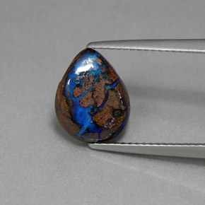 3.25 ct Multicolor Boulder Opal Gemstone, Boulder Opal Gem in Pear Cabochon Shape for Sale.