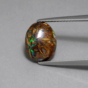 3.53 ct Multicolor Boulder Opal Gemstone, Boulder Opal Gem in Oval Cabochon Shape for Sale.
