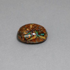 3.53 ct Multicolor Boulder Opal Stone, Natural Boulder Opal in Oval Cabochon Shape for Sale