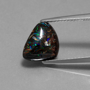 3.13 ct Multicolor Boulder Opal Gemstone, Boulder Opal Gem in Fancy Cabochon Shape for Sale.